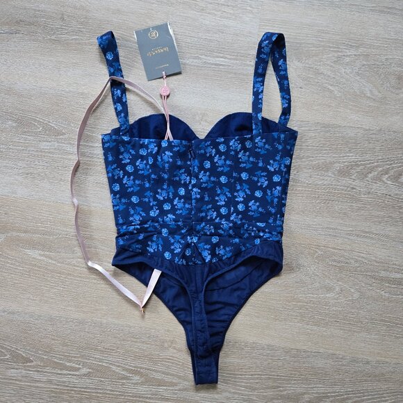 HOUSE OF CB “Savia” Floral Corset Bodysuit in sapphire blue Small  New With Tags - Picture 9 of 17